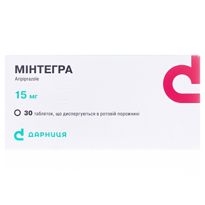 МІНТЕГРА таблетки, що диспергуються в ротовій порожнині, по 15 мг; по 10 таблеток у блістері; по 3 блістери в пачці